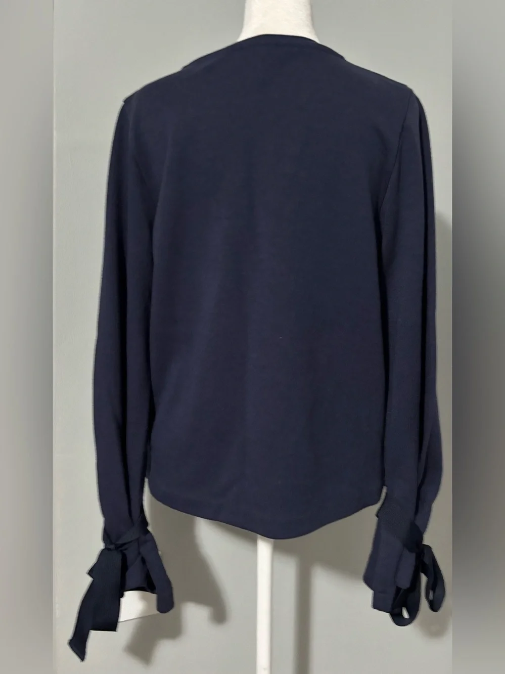 J.Crew Women’s Navy blue Long-Sleeve Top with Tie Cuffs size Small